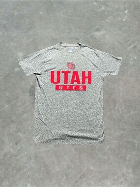 ☀️ Champion Utah Utes Embroidered College Football Graphic Tee Mens M Gray